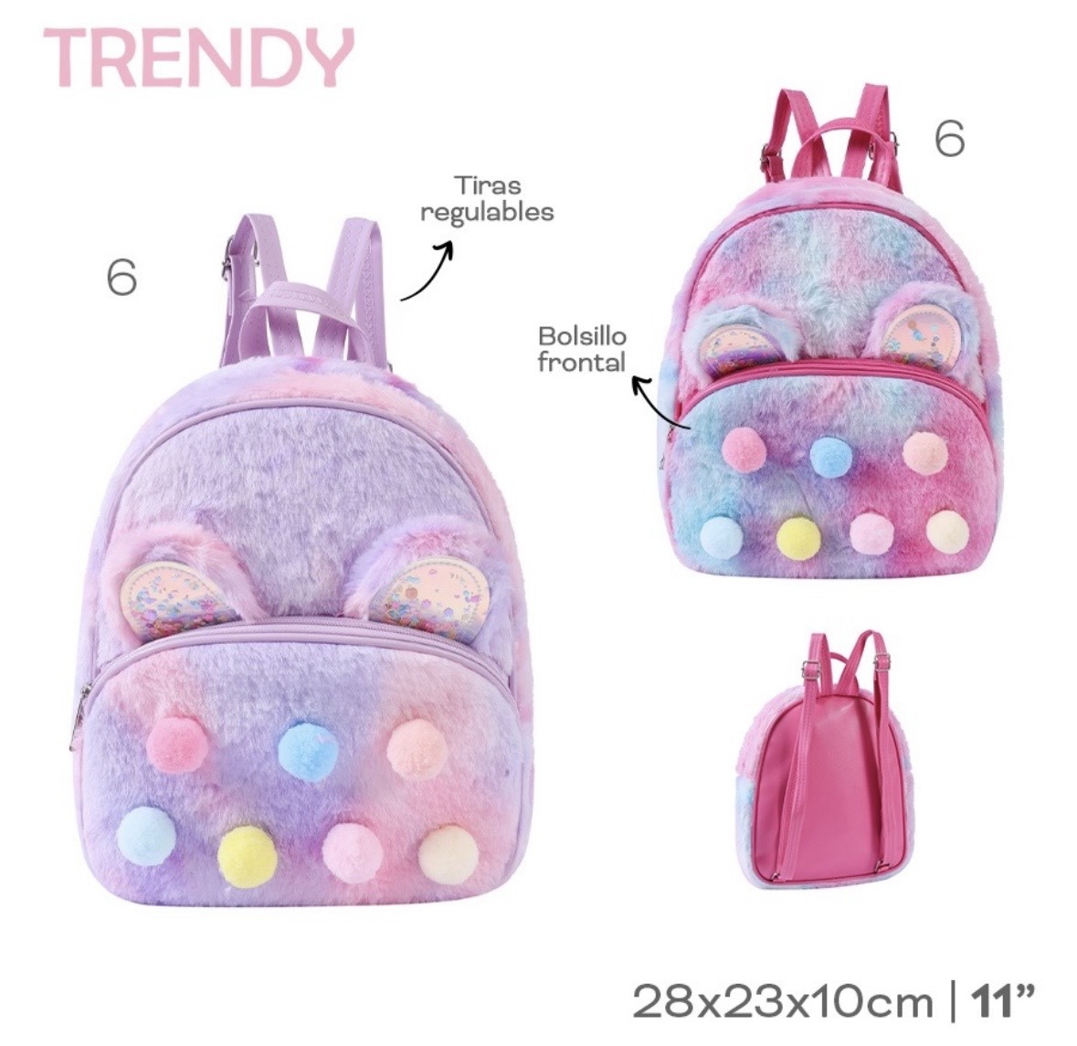 MOCHILA INFANTIL PELUCHE TRENDY